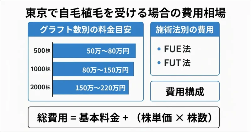 東京で自毛植毛を受ける場合の費用相場